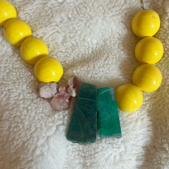 Vintage Anthropologie Agate/Druzy Necklace - Picture 2 of 2